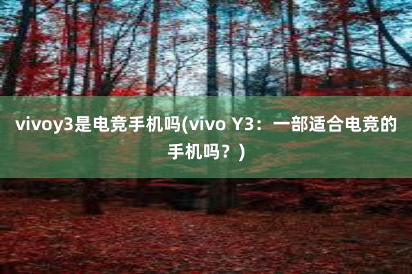 vivoy3是电竞手机吗(vivo Y3：一部适合电竞的手机吗？)