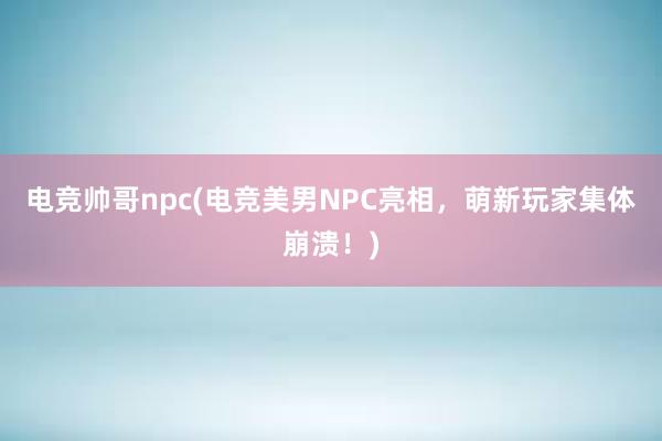 电竞帅哥npc(电竞美男NPC亮相，萌新玩家集体崩溃！)