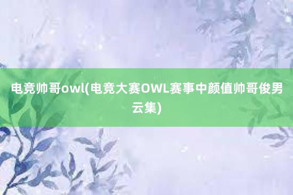 电竞帅哥owl(电竞大赛OWL赛事中颜值帅哥俊男云集)